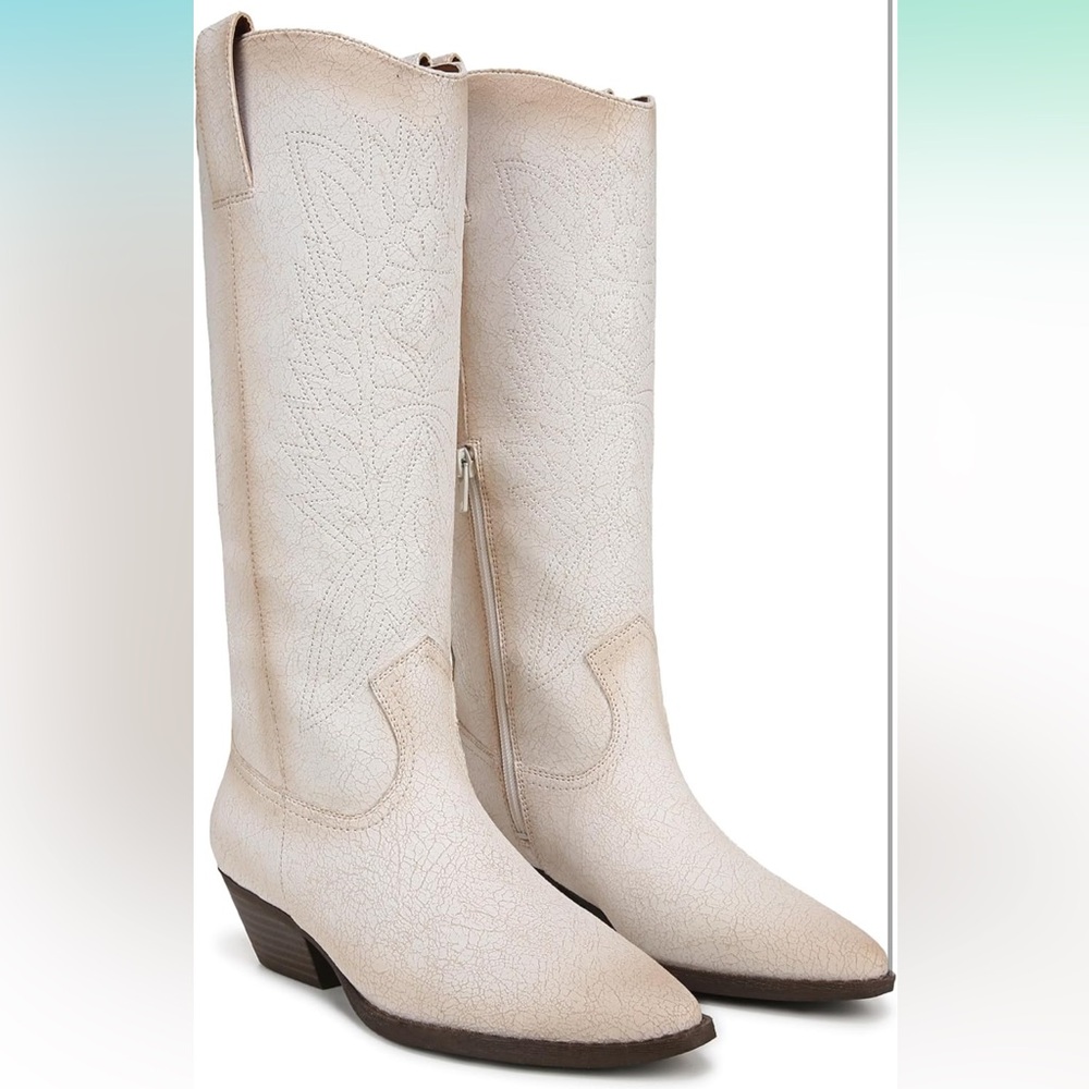 Zodiac Morghan Cream Knee-High Western Boots sz 6
